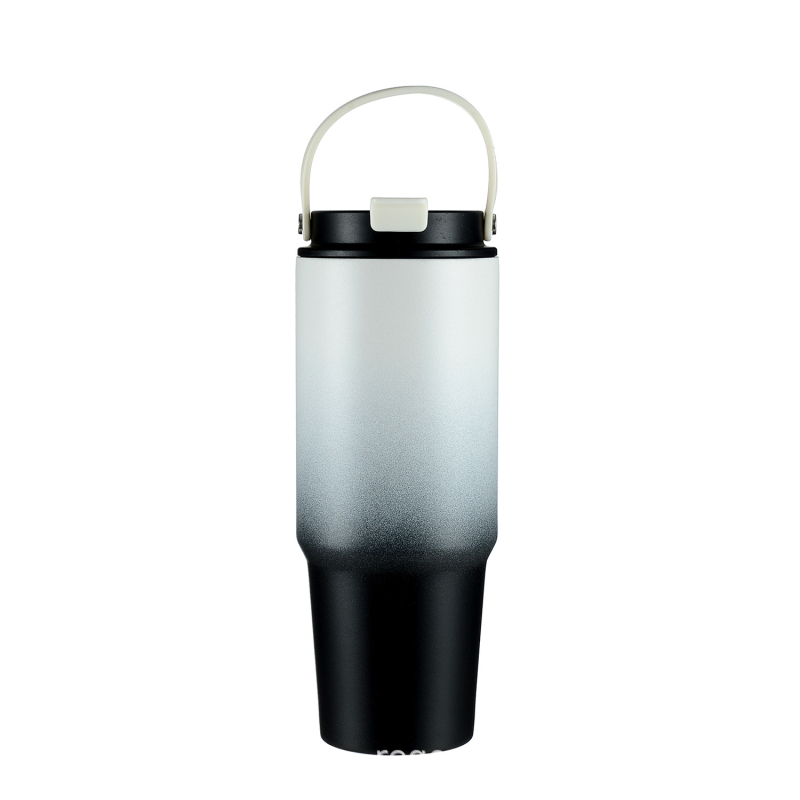 30oz Κούπα με λαβή σε απόχρωση gradient, φορητή θερμομονωμένη ποτήρι αυτοκινήτου, με μεγάλη χωρητικότητα