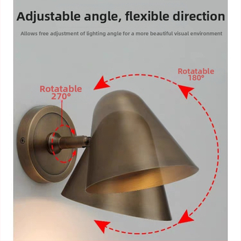 Malá nástenná lampa American Retro s medeným povrchom, povrchová úprava v starom bronze, LED, ovládanie vypínačom