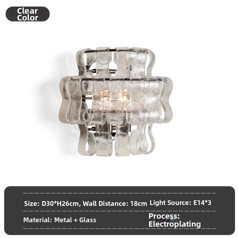 Francúzska vintage nástenná lampa s úzkou nohou a skleneným tienidlom do vstupnej haly, na chodbu, schodisko, do obývačky alebo spálne.