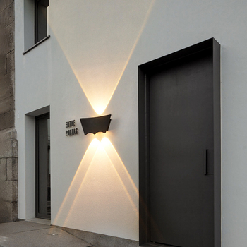 LED διπλής κεφαλής εξωτερικός τοίχος φως IP65 αδιάβροχο, φωτισμός πάνω-κάτω, wall washer για σκάλες και αυλή, μοντέρνο μινιμαλιστικό στυλ