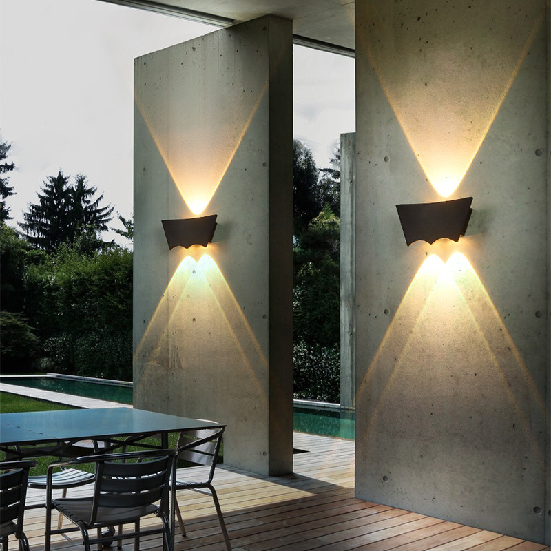 LED διπλής κεφαλής εξωτερικός τοίχος φως IP65 αδιάβροχο, φωτισμός πάνω-κάτω, wall washer για σκάλες και αυλή, μοντέρνο μινιμαλιστικό στυλ