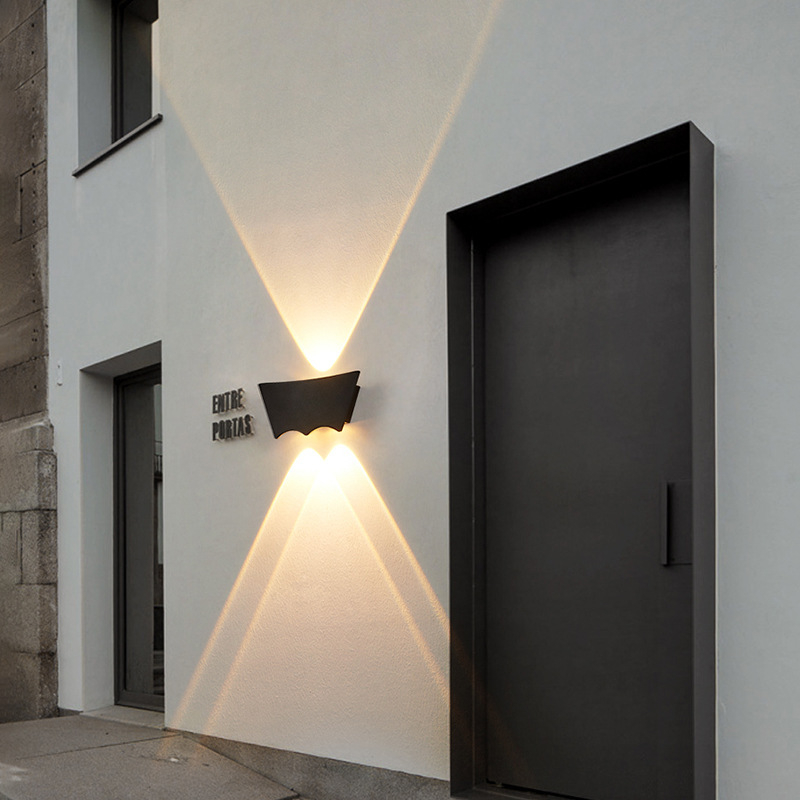 LED διπλής κεφαλής εξωτερικός τοίχος φως IP65 αδιάβροχο, φωτισμός πάνω-κάτω, wall washer για σκάλες και αυλή, μοντέρνο μινιμαλιστικό στυλ