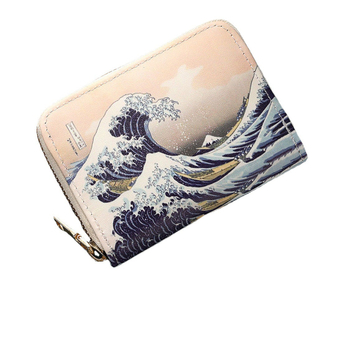 Καρτοθήκη Ukiyo-e Art υψηλής ποιότητας, unisex, με μεγάλο χώρο, πολλαπλές θήκες για κάρτες, θήκη για άδεια οδήγησης και πορτοφόλι νομισμάτων, διάταξη τοπίου