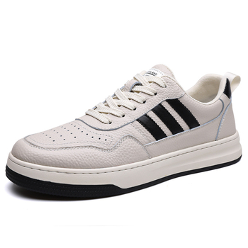 Ανδρικά sneakers από δέρμα πρώτης στρώσης, αναπνεύσιμα λευκά casual παπούτσια για την άνοιξη, με μαλακή σόλα