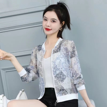 Γυναικείο σακάκι chiffon με UV προστασία, μακριά μανίκια, εθνικό μοτίβο, baseball σακάκι, καλοκαίρι 2026