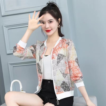 Γυναικείο σακάκι chiffon με UV προστασία, μακριά μανίκια, εθνικό μοτίβο, baseball σακάκι, καλοκαίρι 2026