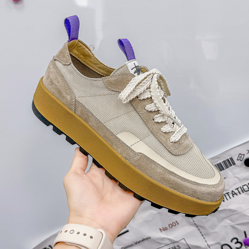 Férfi cipő tavasz-nyárra: vintage alacsony felső részű sneaker, légáteresztő, vastag talppal, mindennapi sportcipő