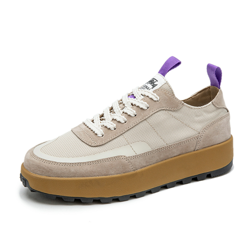 Férfi cipő tavasz-nyárra: vintage alacsony felső részű sneaker, légáteresztő, vastag talppal, mindennapi sportcipő