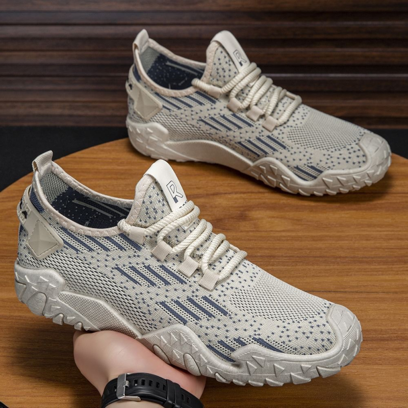 Férfi nyári légáteresztő Fly-Knit hálószövésű sneaker, mindennapi sportcipő, csúszásmentes