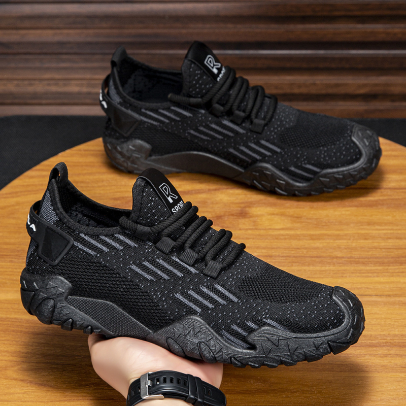 Férfi nyári légáteresztő Fly-Knit hálószövésű sneaker, mindennapi sportcipő, csúszásmentes