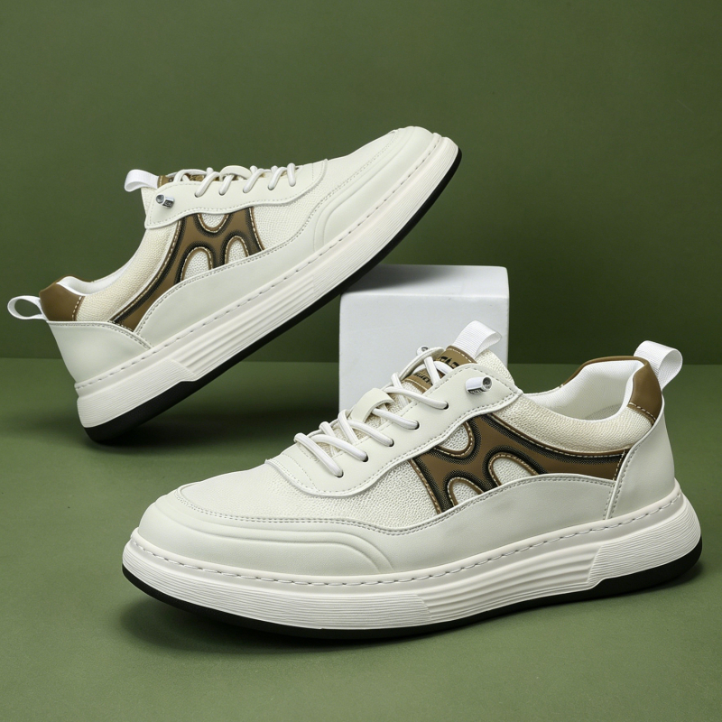 Ανδρικά λευκά sneakers με διχτυωτή επάνω επιφάνεια, αναπνεύσιμα αθλητικά casual, slip-on με φαρδιά σόλα