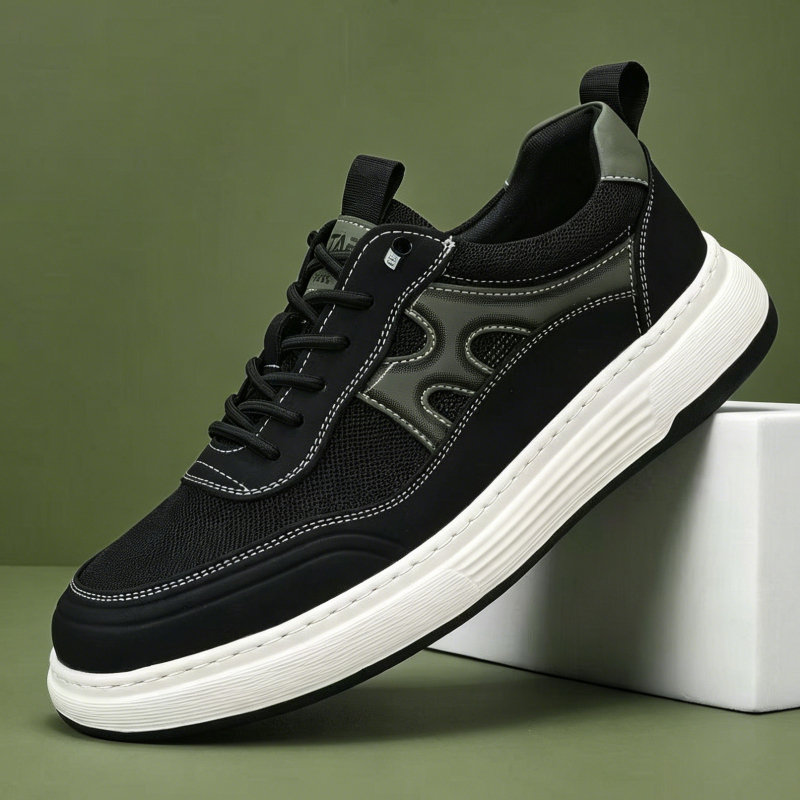 Ανδρικά λευκά sneakers με διχτυωτή επάνω επιφάνεια, αναπνεύσιμα αθλητικά casual, slip-on με φαρδιά σόλα