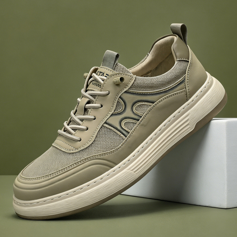 Ανδρικά λευκά sneakers με διχτυωτή επάνω επιφάνεια, αναπνεύσιμα αθλητικά casual, slip-on με φαρδιά σόλα