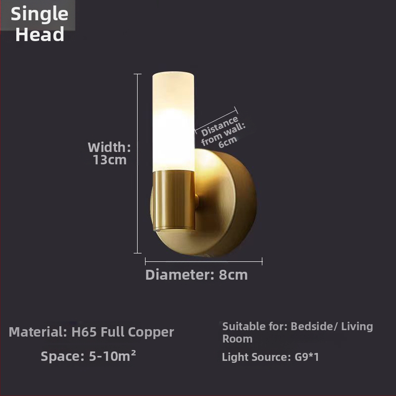 Severská minimalistická celomedená nástenná lampa do spálne, k nočnému stolíku, do obývačky a pracovne