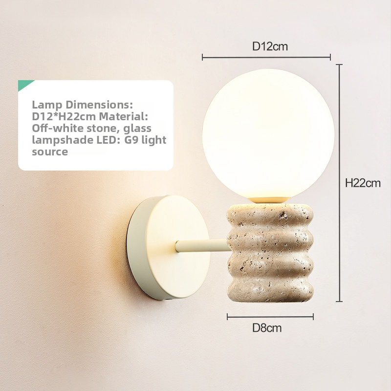 Nástenná lampa v štýle severskej jemnej luxusnej lampy so žltým tienidlom z jaskynného kameňa - LED, nástenné svietidlo do obývačky, chodby a spálne