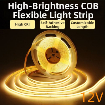 COB LED pás, nízke napätie 12V, vysoké CRI, samolepiaci podklad, ultratenký hliníkový kanál, flexibilný lineárny svetelný pás