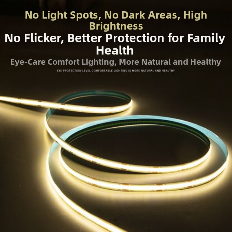 COB LED pás, nízke napätie 12V, vysoké CRI, samolepiaci podklad, ultratenký hliníkový kanál, flexibilný lineárny svetelný pás