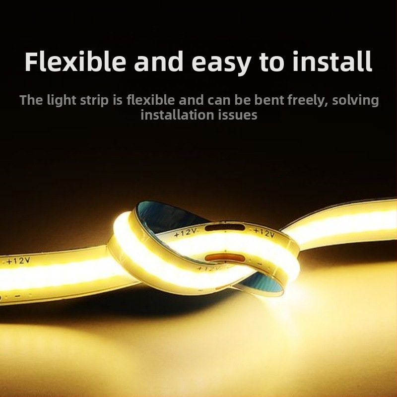 COB LED pás, nízke napätie 12V, vysoké CRI, samolepiaci podklad, ultratenký hliníkový kanál, flexibilný lineárny svetelný pás