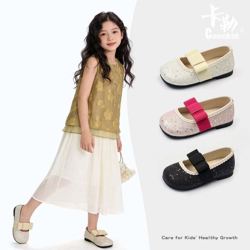 Pantofi din piele pentru fete, stil coreean cu funda, slip-on, pantofi pentru copii