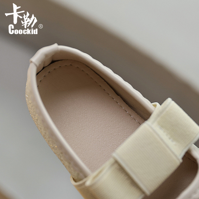 Pantofi din piele pentru fete, stil coreean cu funda, slip-on, pantofi pentru copii