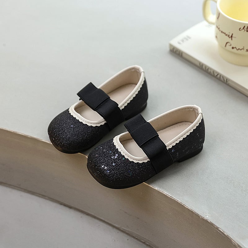 Pantofi din piele pentru fete, stil coreean cu funda, slip-on, pantofi pentru copii