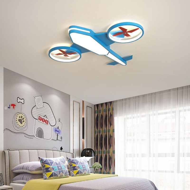 LED οροφής για παιδιά με κινούμενο σχέδιο αεροσκάφος, σκανδιναβικού στυλ, ρυθμιζόμενος φωτισμός τριών χρωμάτων