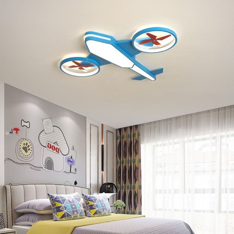 LED οροφής για παιδιά με κινούμενο σχέδιο αεροσκάφος, σκανδιναβικού στυλ, ρυθμιζόμενος φωτισμός τριών χρωμάτων