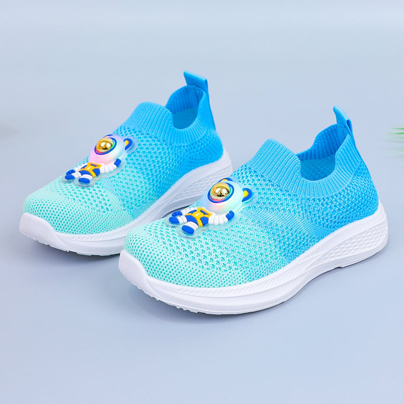 Παιδικά Flyknit αθλητικά παπούτσια, ανάλαφρο ύφασμα πάνω, διαπνέουσα μαλακή σόλα, χωρίς κορδόνια, κατάλληλα για αγόρια και κορίτσια