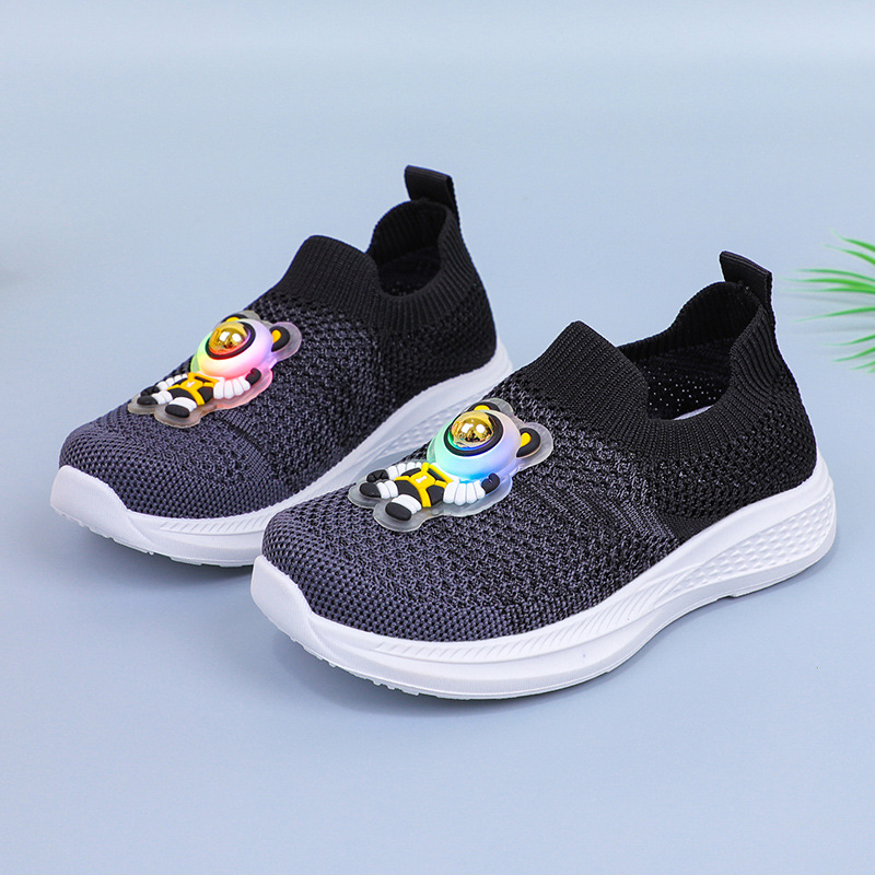 Παιδικά Flyknit αθλητικά παπούτσια, ανάλαφρο ύφασμα πάνω, διαπνέουσα μαλακή σόλα, χωρίς κορδόνια, κατάλληλα για αγόρια και κορίτσια