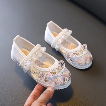 Pantofi pentru copii cu broderie, stil Hanfu, design cu fluture, 3D pentru primăvară și toamnă, pantofi de dans