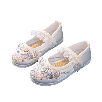Pantofi pentru copii cu broderie, stil Hanfu, design cu fluture, 3D pentru primăvară și toamnă, pantofi de dans