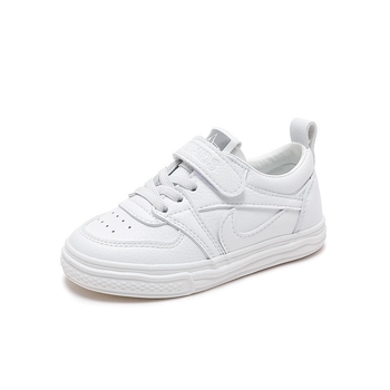 Adidași albi pentru copii din microfibră, cu Velcro, talpă moale, respirabili, versatili pentru școală și purtare zilnică
