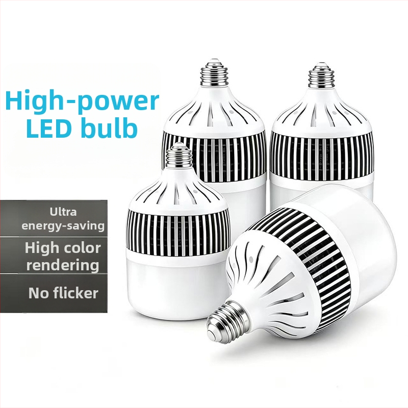 LED žiarovka E27, závitová pätica, rebrovaný dizajn, úsporná energia, 100W/150W/200W, hliníkové telo, 360° vyžarovanie, IP42