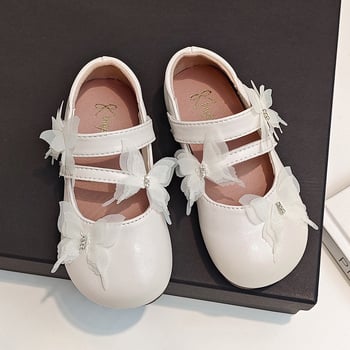 Pantofi de prințesă pentru copii, funda, închidere Velcro, partea superioară PU, talpă moale, talpă din cauciuc, pantofi casual de zi