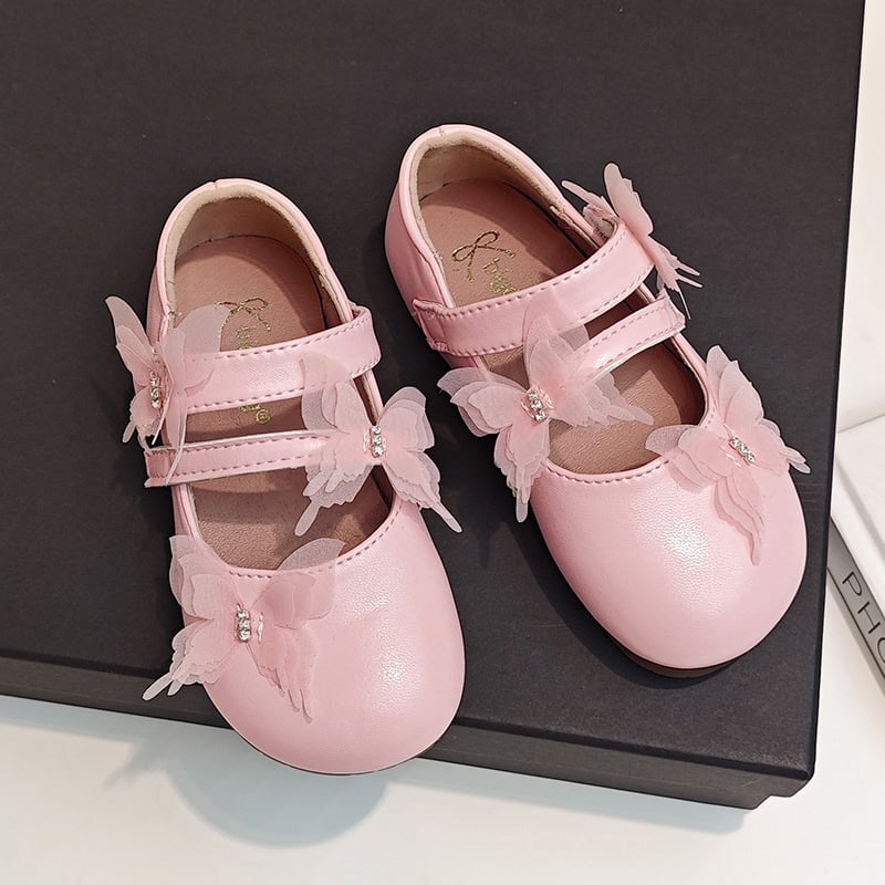 Pantofi de prințesă pentru copii, funda, închidere Velcro, partea superioară PU, talpă moale, talpă din cauciuc, pantofi casual de zi