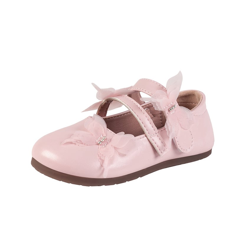 Pantofi de prințesă pentru copii, funda, închidere Velcro, partea superioară PU, talpă moale, talpă din cauciuc, pantofi casual de zi