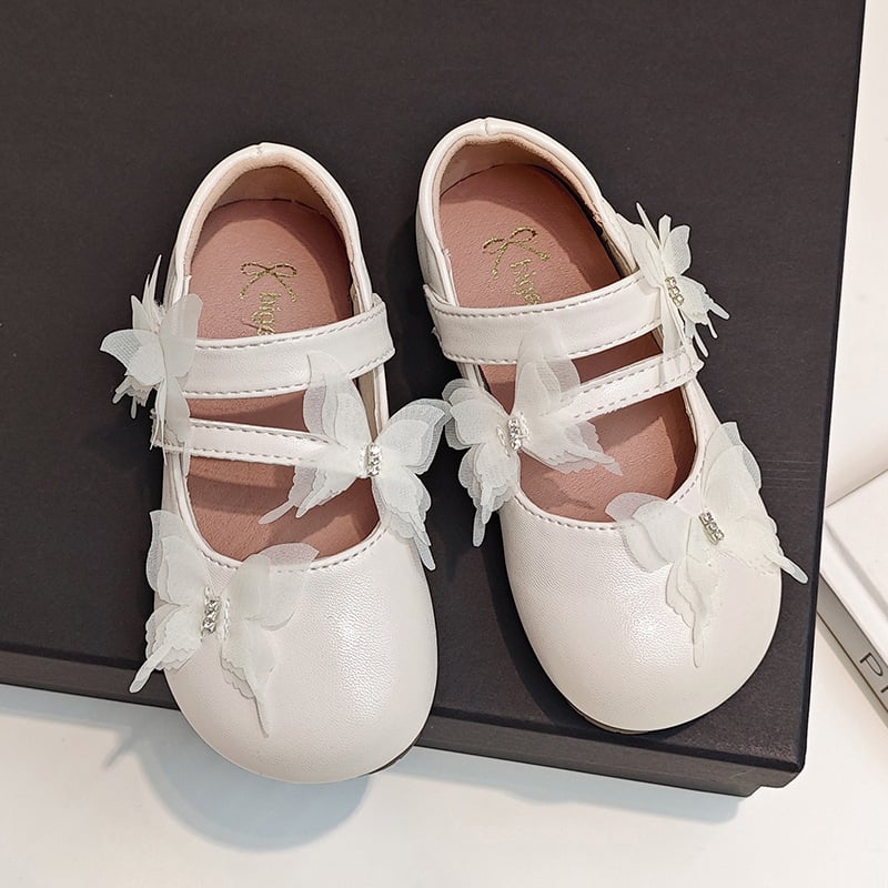 Pantofi de prințesă pentru copii, funda, închidere Velcro, partea superioară PU, talpă moale, talpă din cauciuc, pantofi casual de zi