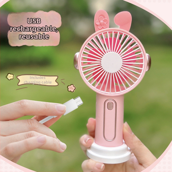 Trojrýchlostný nabíjateľný USB ručný kreslený mini stolový ventilátor