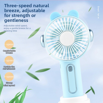 Trojrýchlostný nabíjateľný USB ručný kreslený mini stolový ventilátor
