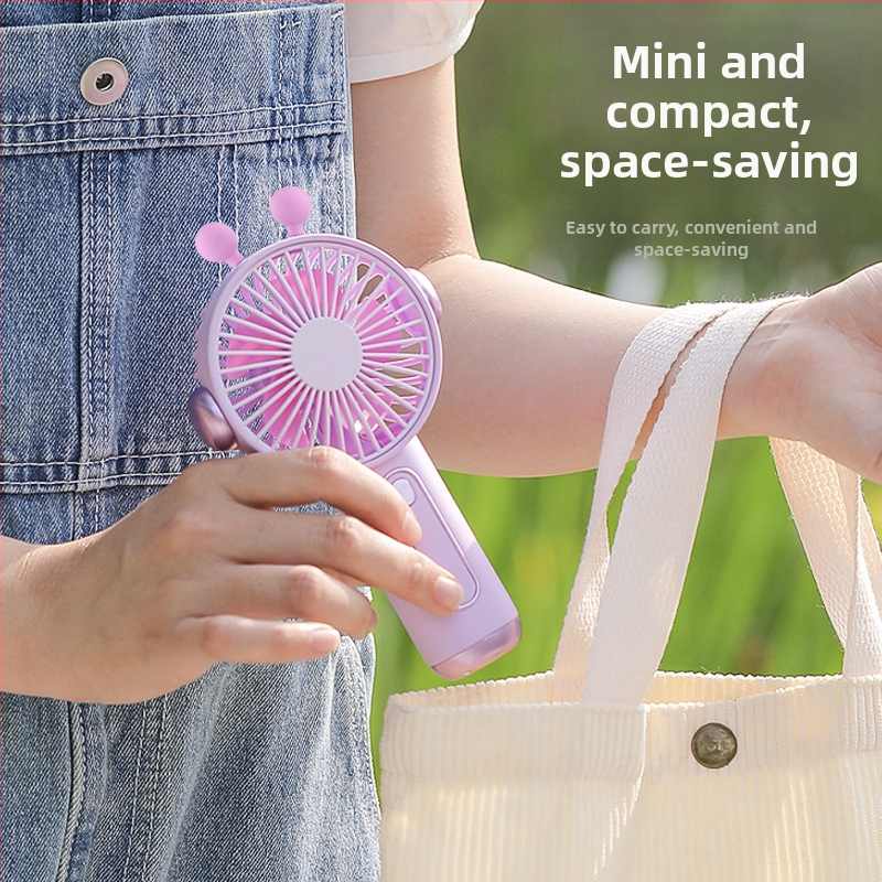 Trojrýchlostný nabíjateľný USB ručný kreslený mini stolový ventilátor