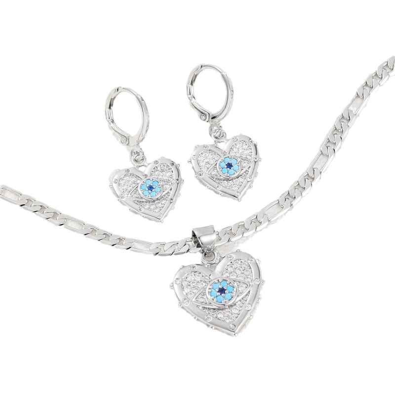 Σετ κοσμημάτων με μάτι του κακού: κολιέ με διαμαντένιο μενταγιόν και σκουλαρίκια (unisex)