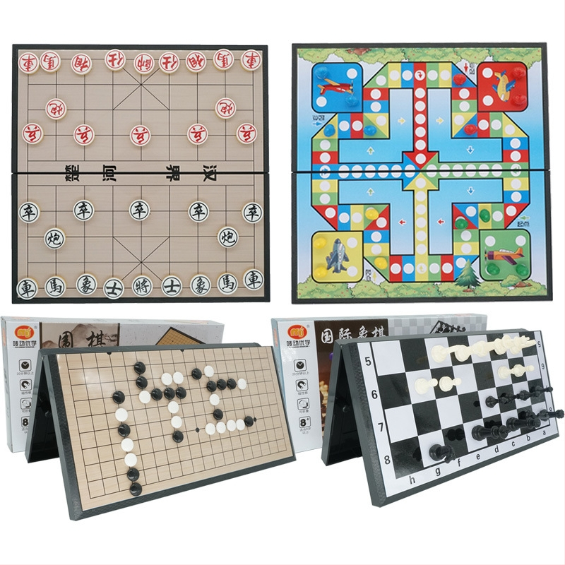 Veľká magnetická skladacia doska na čínsky šach, go, lietajúci šach, gomoku, dámu a vojenský šach