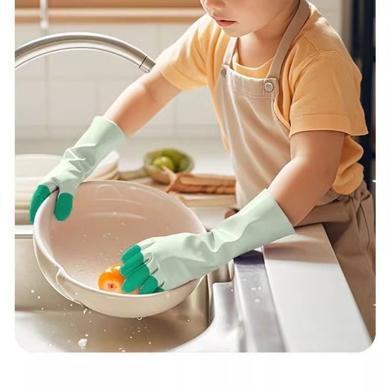 Gyerekeknek mosogatáshoz való kesztyűk, csúszásmentes, vízálló, latexből vastagított, háztartási feladatokra, kis méret, konyhai tisztítás