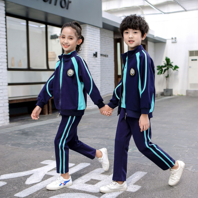 Unisex σετ σχολικής στολής τριών τεμαχίων για παιδιά 3–8 ετών, πάνω μέρος με φερμουάρ και παντελόνια, άνοιξη-φθινόπωρο