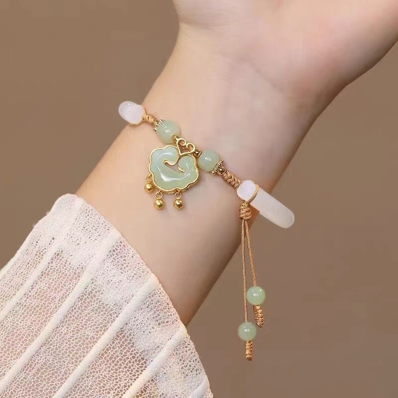 Φυσικό Hetian Jade βραχιόλι με λαγουδάκι για γυναίκες, λίθος Ice τύπου, δώρο για την κοπέλα, Έτος του Λαγού