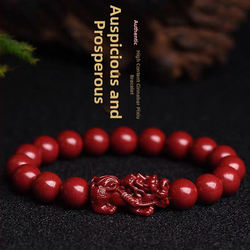 Unisex cinabaritový náramok Pixiu, fialovo-zlaté pieskové korálky, budhistické korálky, rok zverokruhu