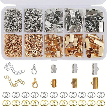 Σετ DIY κοσμημάτων: εξαρτήματα για βραχιόλια και σκουλαρίκια — γάντζοι για τα αυτιά, ανοιχτοί δαχτυλίδια και κλιπ λομπστερ