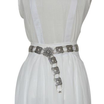Γυναικεία vintage ζώνη μέσης με μεταλλικές πλάκες σε εθνοτικό ύφος για χορό της κοιλιάς, ζώνη φορέματος