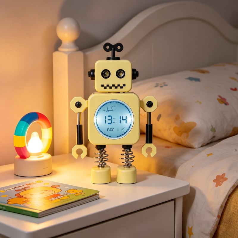 Ceas de birou LED cu temă desen animat pentru elevi și copii, alarmă puternică, design modern minimalist