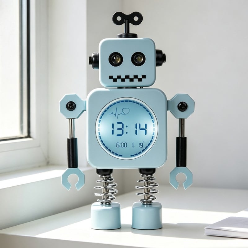 Ceas de birou LED cu temă desen animat pentru elevi și copii, alarmă puternică, design modern minimalist